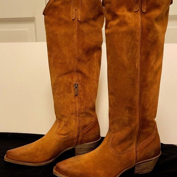 Sundance Western Slouchy Suede Boot - Cognac - Picture 2 of 5